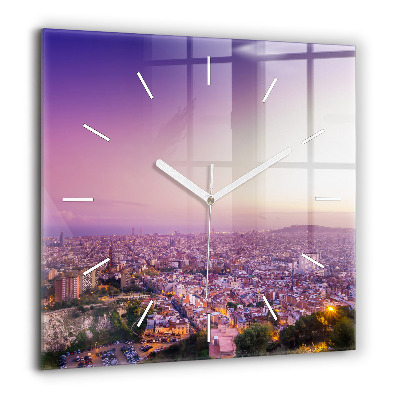 Horloge murale carrée 60x60 cm Barcelone Bunkers El Carmel
