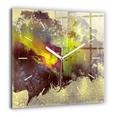 Horloge carrée en verre 60x60 cm Femme dans la forêt
