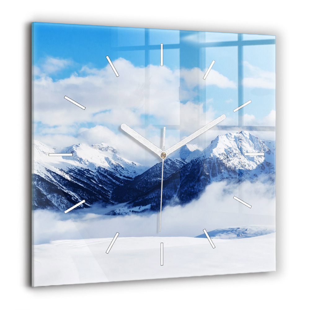 Horloge murale carrée 60x60 cm Panorama de montagnes