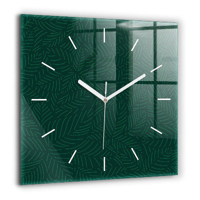 Horloge carrée en verre 60x60 cm Motif de feuilles