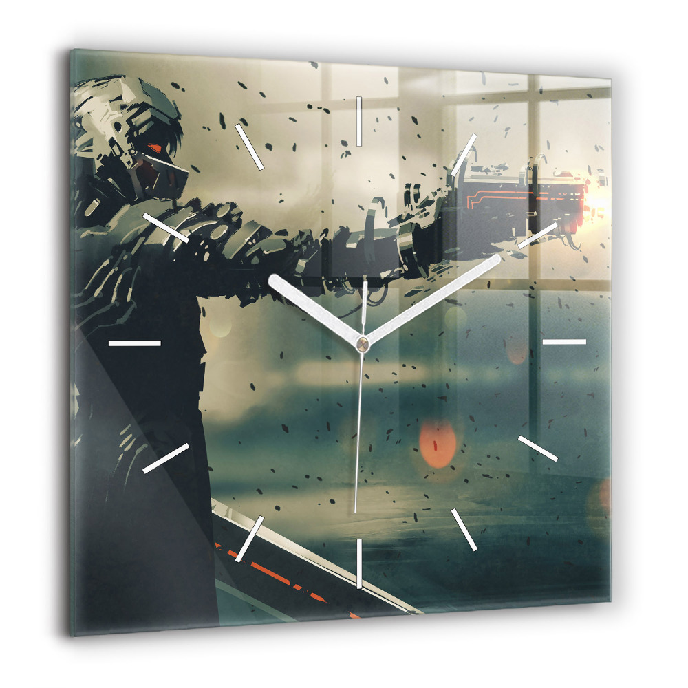 Horloge carrée en verre 60x60 cm Jeu d'armes mortelles