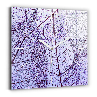 Pendule carrée en verre 60x60 cm Feuilles - nature