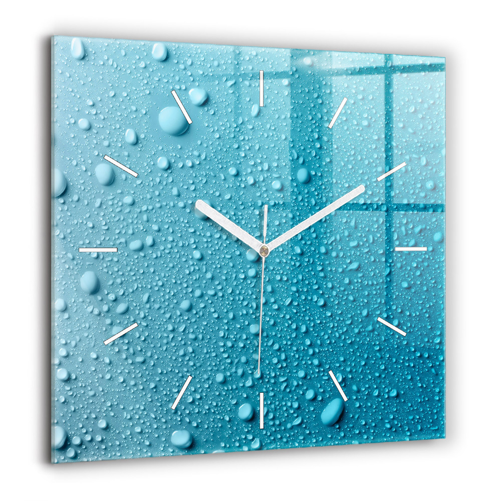 Horloge carrée en verre 60x60 cm Gouttes d'eau sur verre