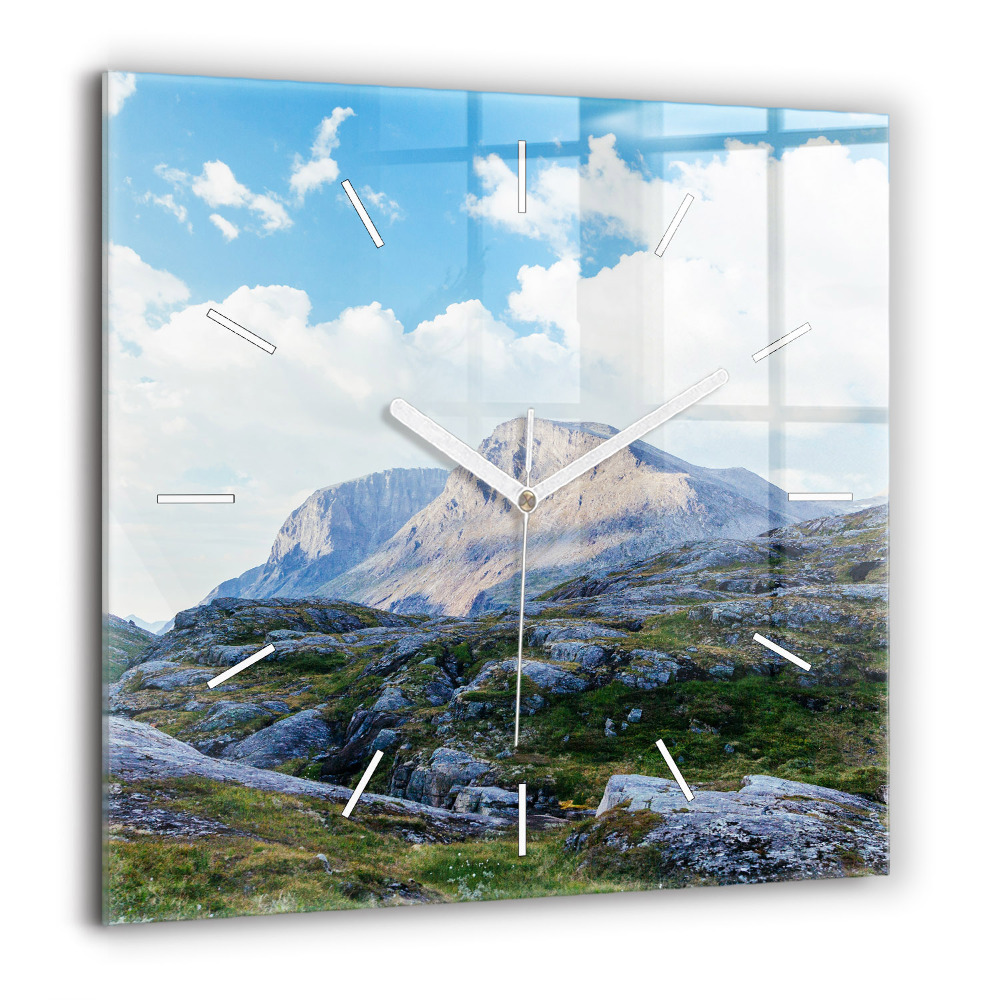 Horloge carrée en verre 60x60 cm Paysage rocheux