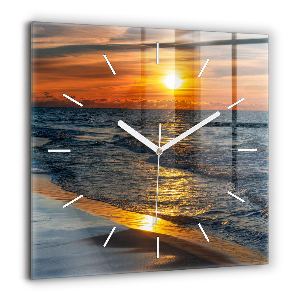 Horloge carrée en verre 60x60 cm Władysławowo Mer Baltique
