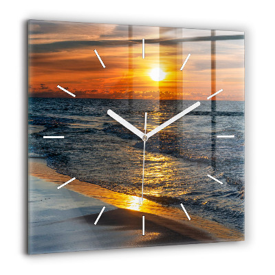 Horloge carrée en verre 60x60 cm Władysławowo Mer Baltique