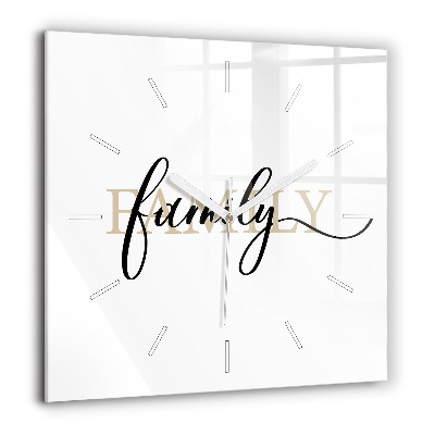 Horloge carrée en verre 60x60 cm Inscription familiale
