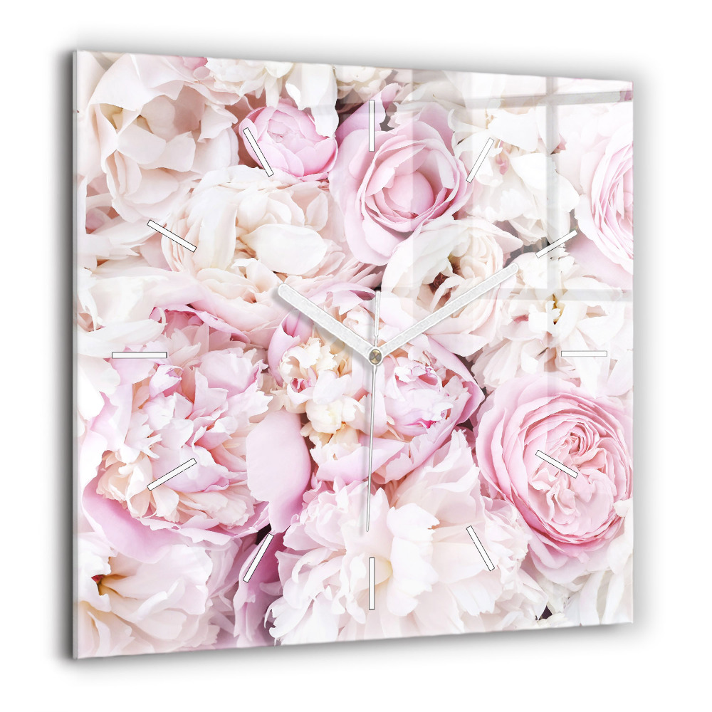 Horloge murale carrée 60x60 cm Fleurs décoratives