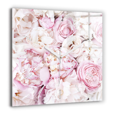 Horloge murale carrée 60x60 cm Fleurs décoratives