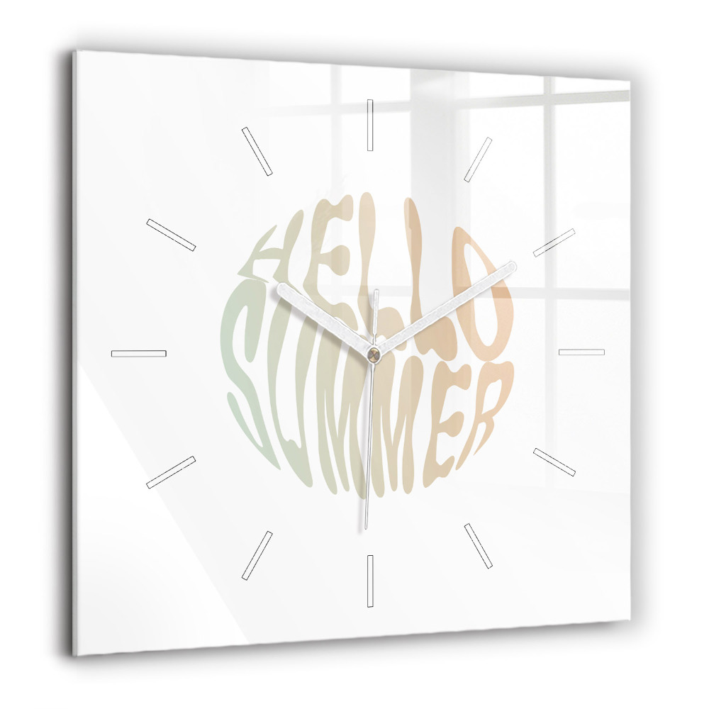 Horloge carrée en verre 60x60 cm Bonjour l'été !