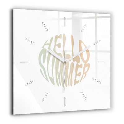 Horloge carrée en verre 60x60 cm Bonjour l'été !
