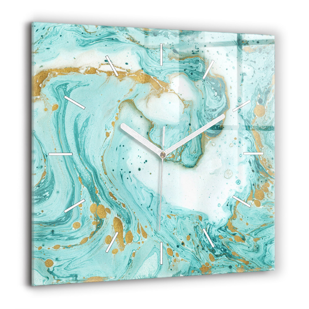 Horloge carrée en verre 60x60 cm Texture de marbre