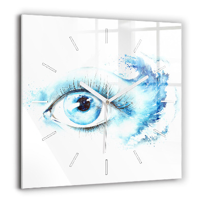 Horloge carrée en verre 60x60 cm Œil marin