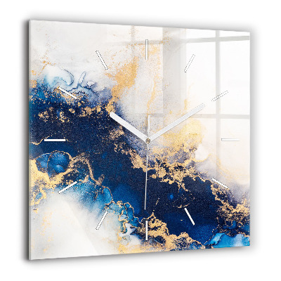 Pendule carrée en verre 60x60 cm Motif de marbre