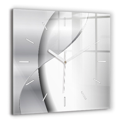 Horloge carrée en verre 60x60 cm Abstraction argentée