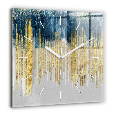 Pendule carrée en verre 60x60 cm Motif décoratif et or