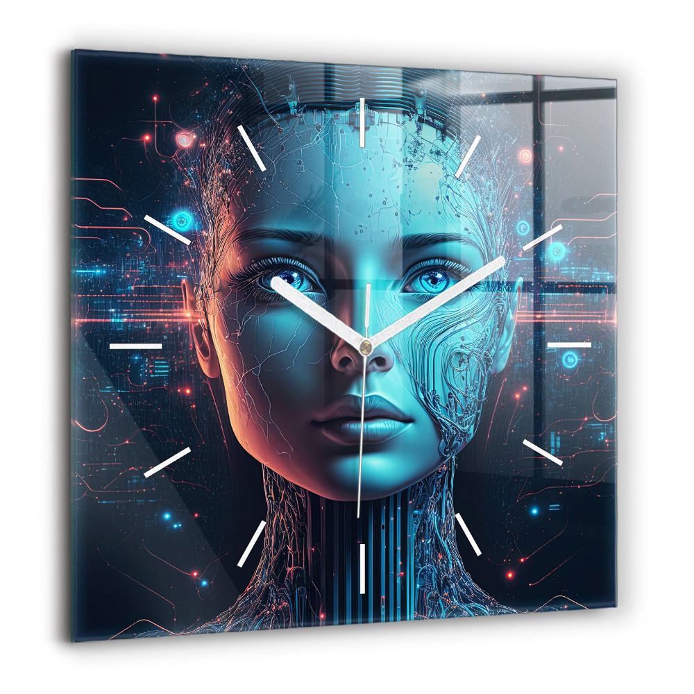 Horloge murale carrée 60x60 cm Intelligence artificielle