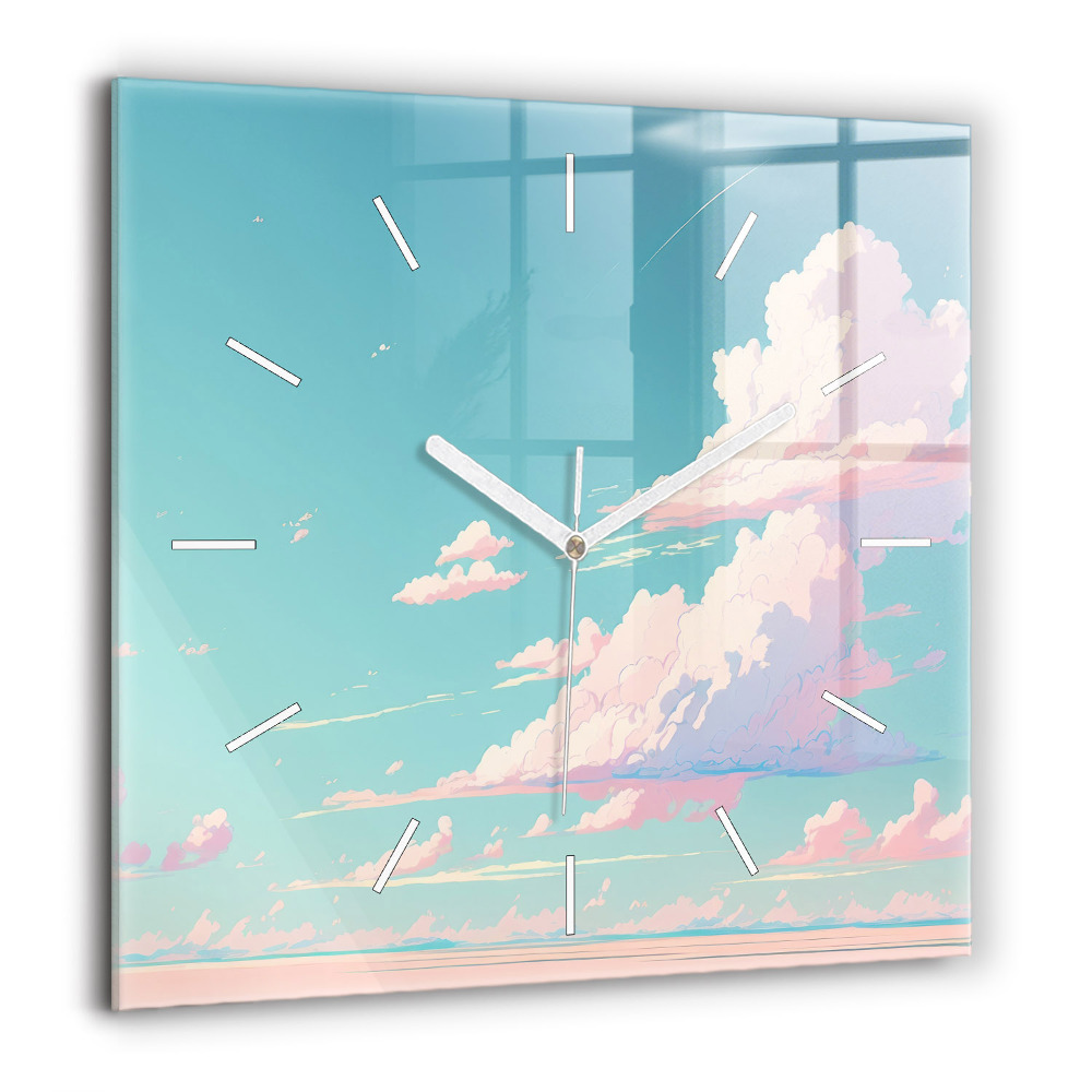 Horloge murale carrée 60x60 cm Ciel couleur pastel