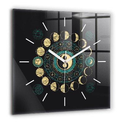 Horloge murale carrée 60x60 cm Phases de la lune