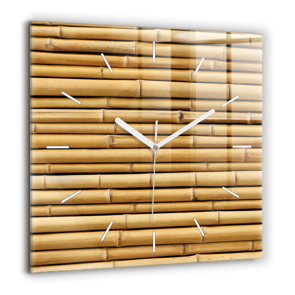 Horloge carrée en verre 60x60 cm Poteaux en bambou