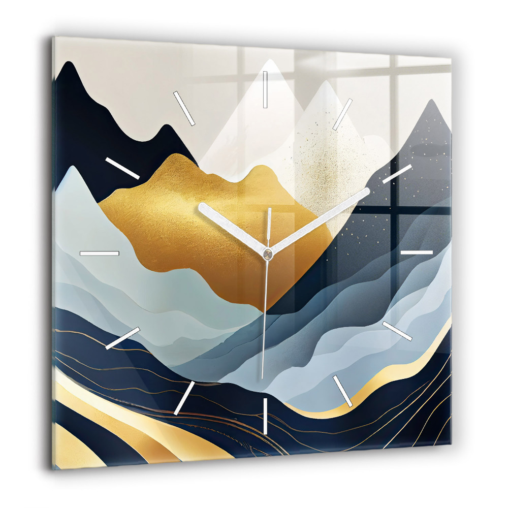 Horloge carrée en verre 60x60 cm Montagnes abstraites