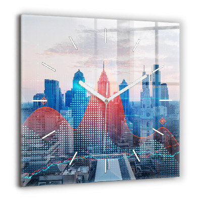 Horloge carrée en verre 60x60 cm Gratte-ciel à Philadelphie