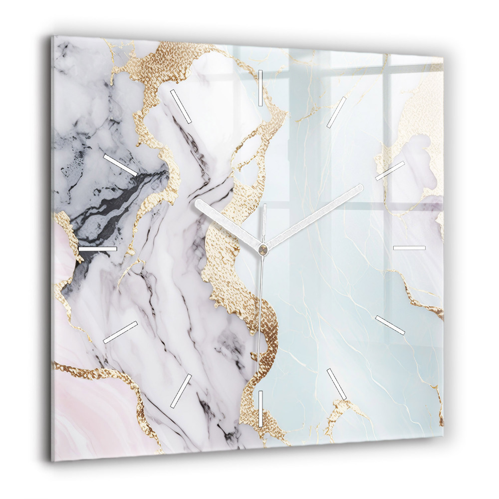 Horloge murale carrée 60x60 cm Marbre pastel