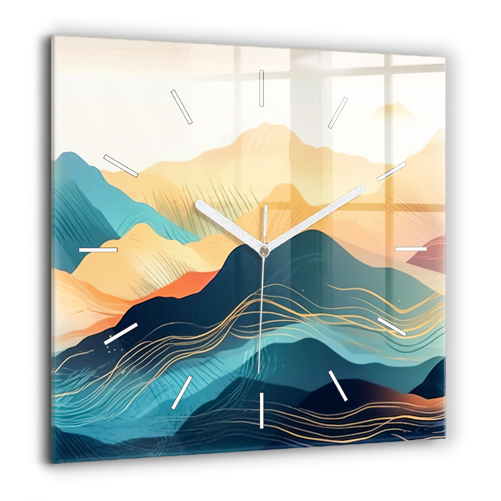 Horloge murale carrée 60x60 cm Paysage de montagne