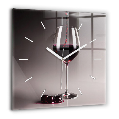 Horloge murale carrée 60x60 cm Lampe de vin rouge