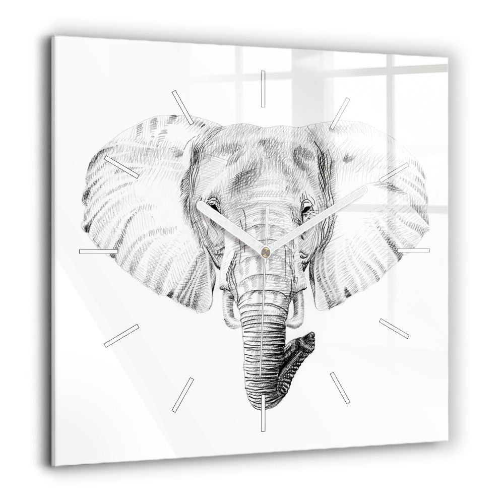 Horloge murale carrée 60x60 cm Tête d'éléphant graphique