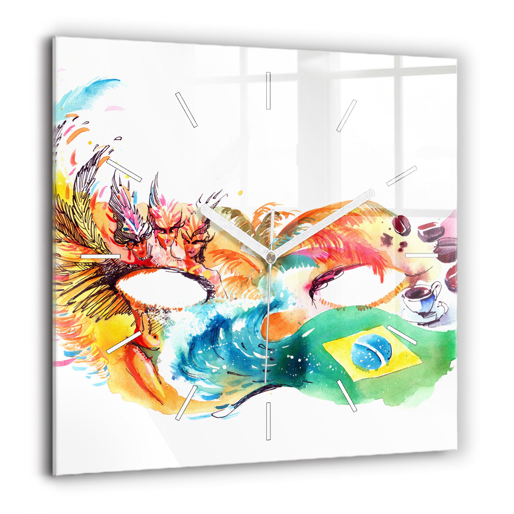 Horloge carrée en verre 60x60 cm Culture - Drapeau du Brésil