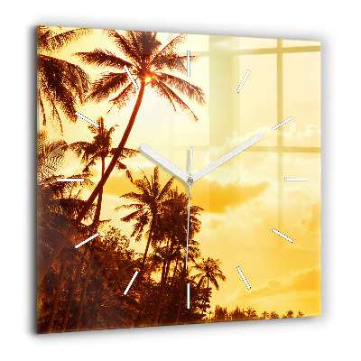 Horloge murale carrée 60x60 cm Palmiers ensoleillés