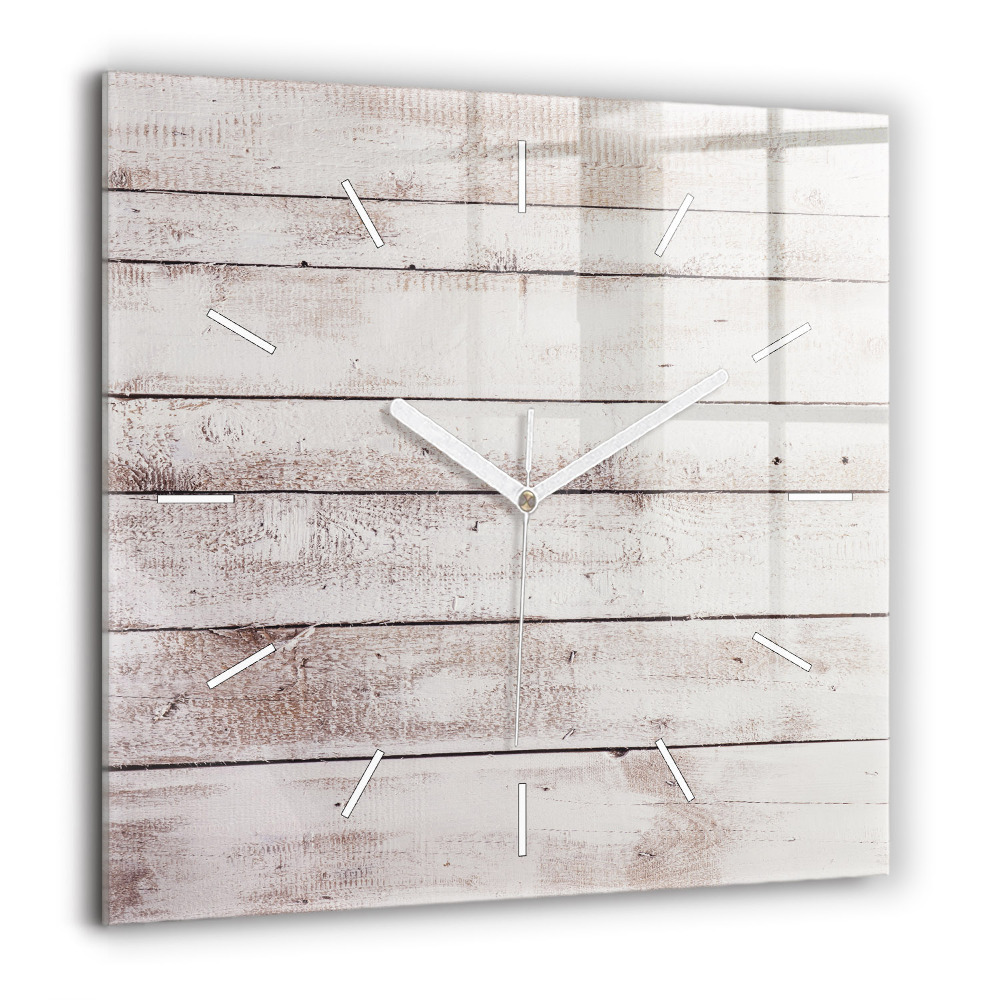 Horloge murale carrée 60x60 cm Planches de bois clair