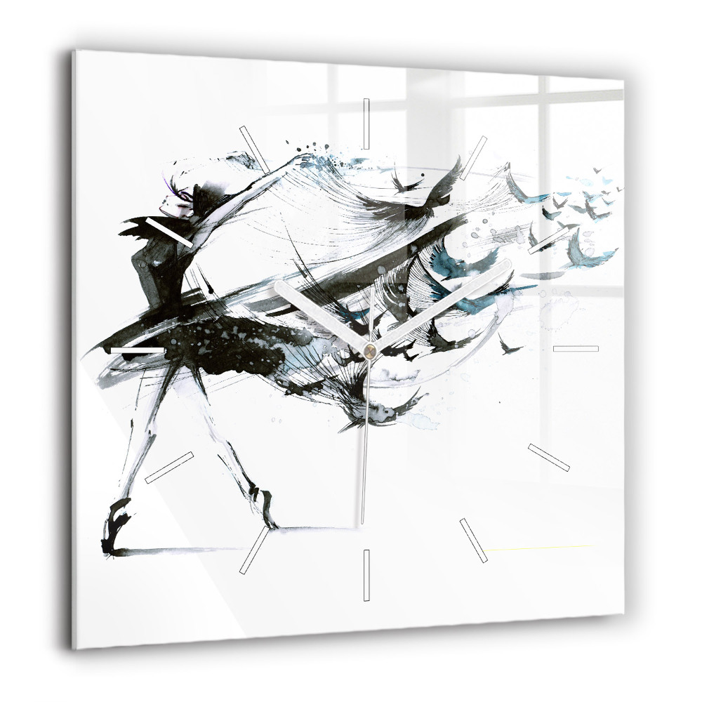 Pendule carrée en verre 60x60 cm Femme dansant le ballet