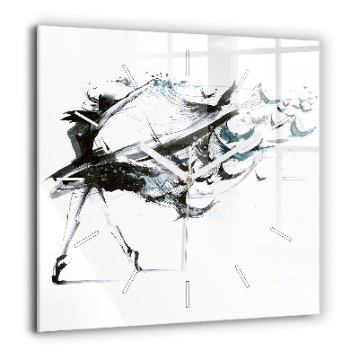 Pendule carrée en verre 60x60 cm Femme dansant le ballet