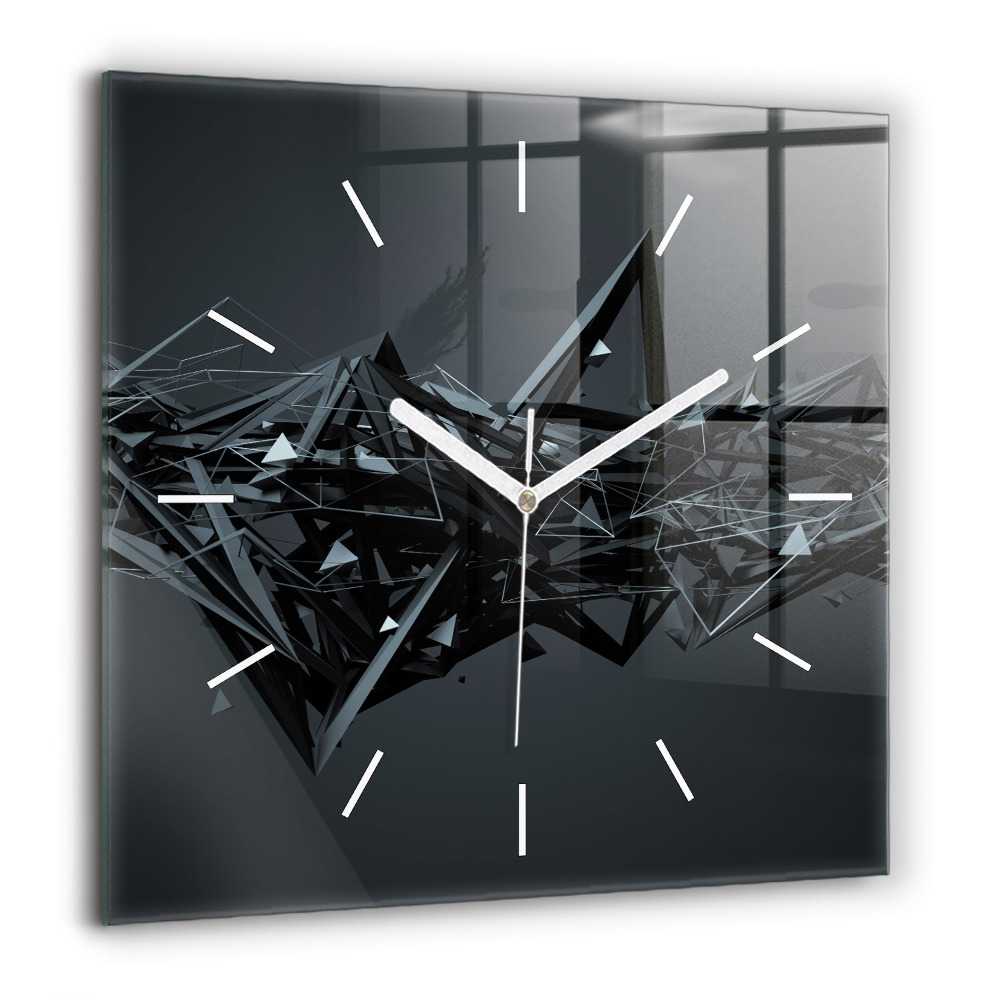 Horloge murale carrée 60x60 cm Abstraction noire