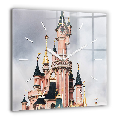 Pendule carrée en verre 60x60 cm Château de Disneyland à Paris