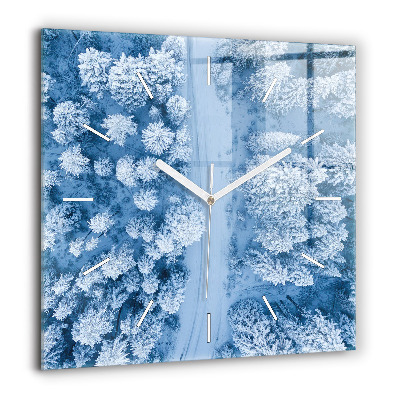 Horloge carrée en verre 60x60 cm Forêt vue d'un drone