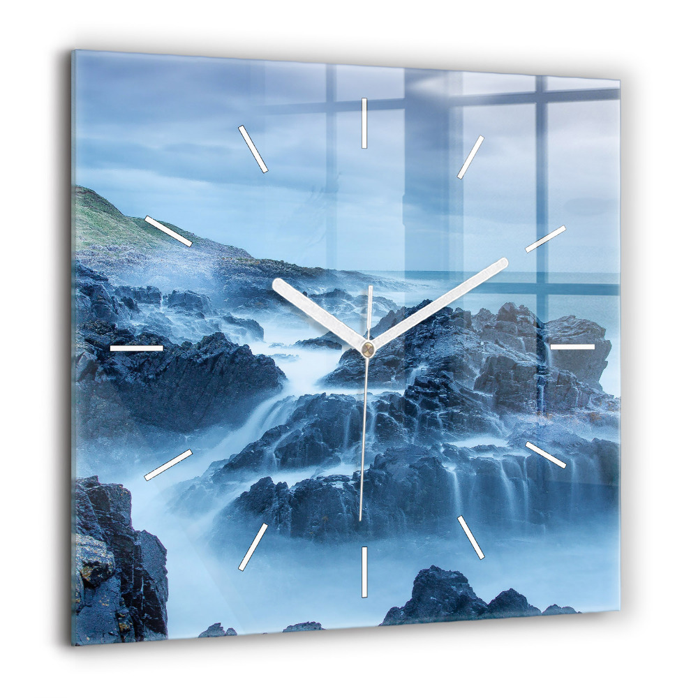Horloge carrée en verre 60x60 cm Phare