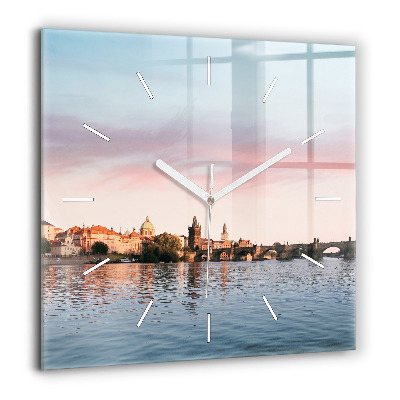 Pendule carrée en verre 60x60 cm Pont Charles à Prague