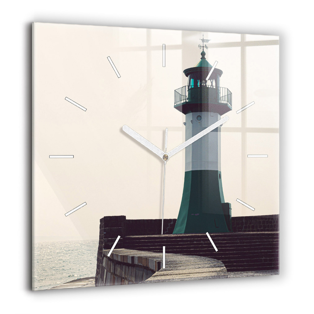 Horloge murale carrée 60x60 cm Phare et mer