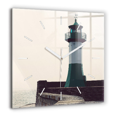 Horloge murale carrée 60x60 cm Phare et mer