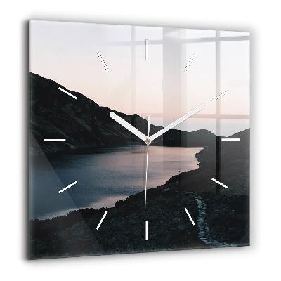 Pendule carrée en verre 60x60 cm Lac et montagnes