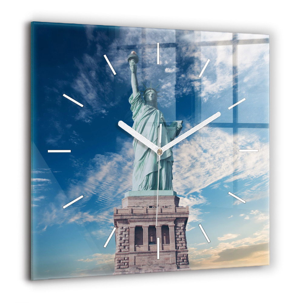 Horloge murale carrée 60x60 cm Statue de la Liberté à New York