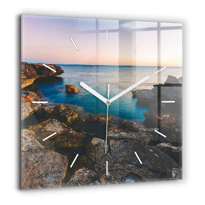 Horloge carrée en verre 60x60 cm Paysage marin