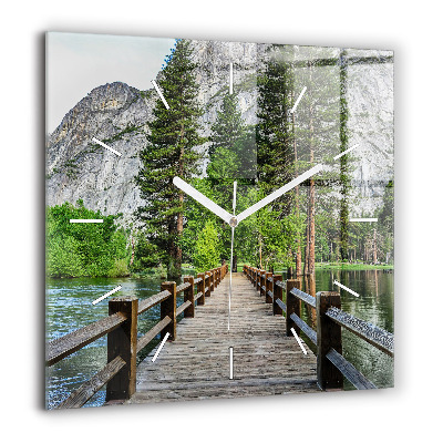 Pendule carrée en verre 60x60 cm Pont en bois à Yosemite