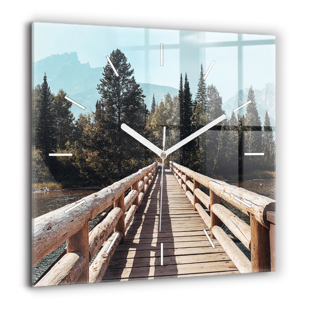 Horloge murale carrée 60x60 cm Montagnes à Yellowstone