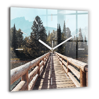 Horloge murale carrée 60x60 cm Montagnes à Yellowstone