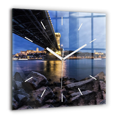 Horloge murale carrée 60x60 cm Rivage rocheux sous le pont