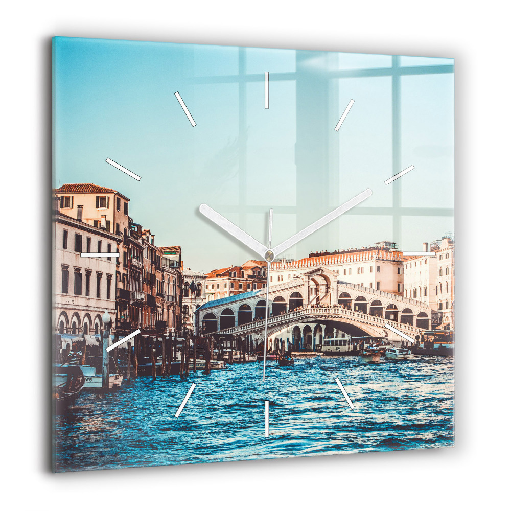 Horloge murale carrée 60x60 cm Le pont du Rialto à Venise